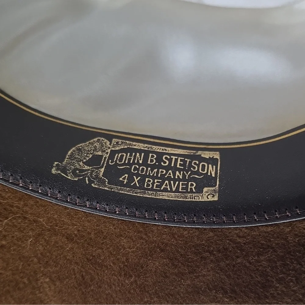 Stetson Mallory 4X Beaver Brown Western Hat Double D Pinch Fedora Feather